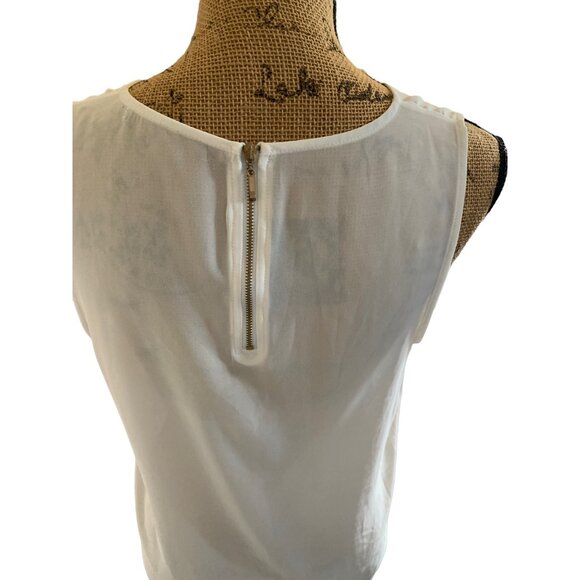 🍒 2/$20 🍒 Lace Front Sheer Back Ivory Tank Top Large - Picture 4 of 4